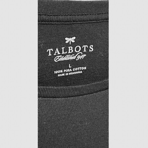 Talbots Short Sleeve 100% Pima Cotton T Shirt Black Size L - Picture 3 of 3